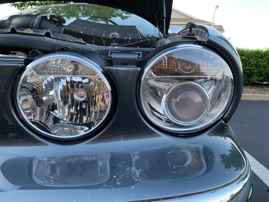 Jaguar headlight after restoration